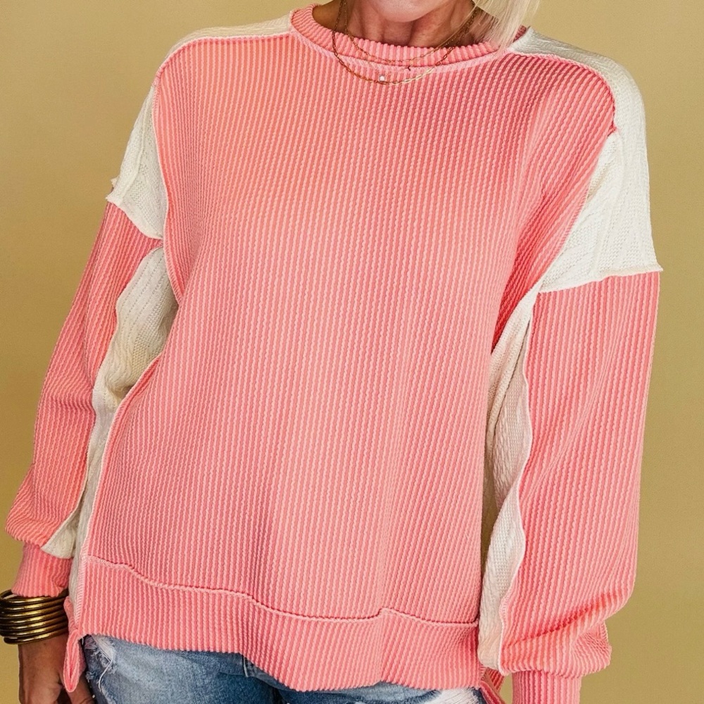 NWOT 7th Ray Pink and Cream Women's Top